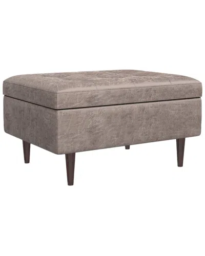 Simpli Home Shay 34in Mid Century Modern Small Rectangle Coffee Table Storage  Ottoman In Brown