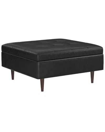 Simpli Home Shay 34in Mid Century Modern Small Rectangle Coffee Table Storage  Ottoman In Black
