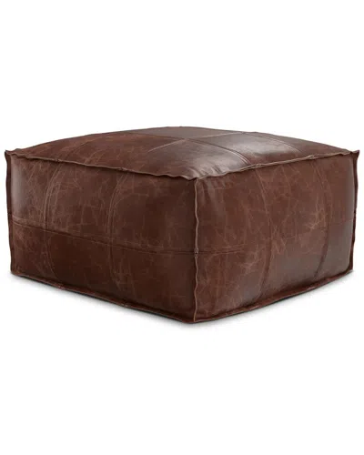 Simpli Home Sheffield Boho Square Pouf In Brown