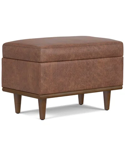 Simpli Home Shiloh 26in Transitional Contemporary Small Storage Ottoman In Brown