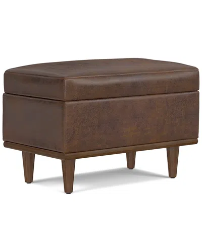 Simpli Home Shiloh 26in Transitional Contemporary Small Storage Ottoman In Brown