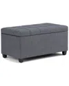 Simpli Home Sienna 33in Transitional Rectangle Storage Ottoman Bench In Gray