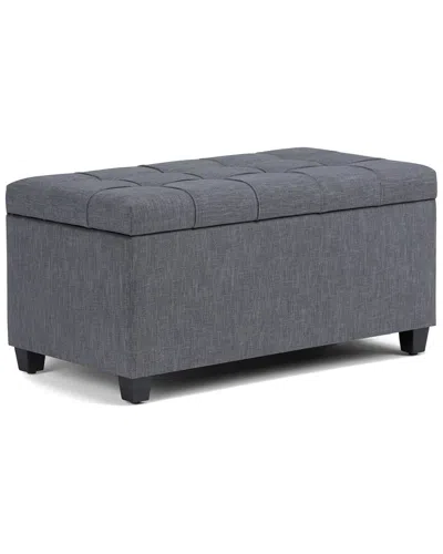 Simpli Home Sienna 33in Transitional Rectangle Storage Ottoman Bench In Gray