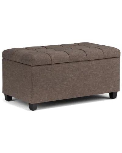 Simpli Home Sienna 33in Transitional Rectangle Storage Ottoman Bench In Brown
