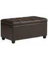 Simpli Home Sienna 33in Transitional Rectangle Storage Ottoman Bench In Brown