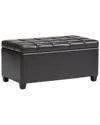 Simpli Home Sienna 33in Transitional Rectangle Storage Ottoman Bench In Black