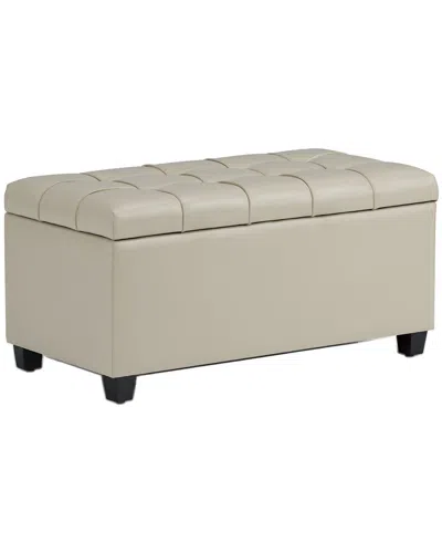 Simpli Home Sienna 33in Transitional Rectangle Storage Ottoman Bench In White