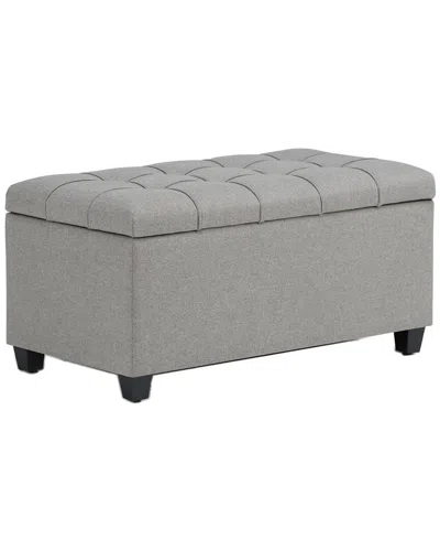 Simpli Home Sienna 33in Transitional Rectangle Storage Ottoman Bench In Gray