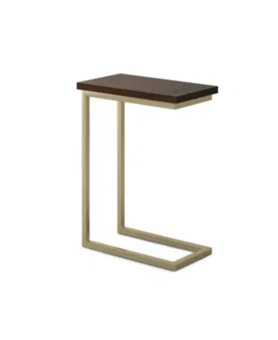 Simpli Home Skyler Solid Mango Wood C Side Table In Dark Brown And Gold-tone