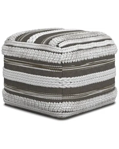 Simpli Home Sommer Boho Square Pouf In Brown