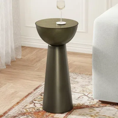 Simpli Home Surrey Tall Metal Contemporary Modern End Table With Sculptural Design, Assembled In Gold
