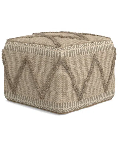 Simpli Home Sweeney Boho Square Pouf In Neutral