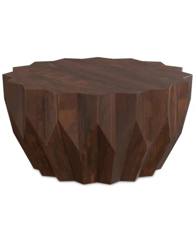 Simpli Home Turnbull Solid Mango Wood 34in Polygon Contemporary Coffee Table In Brown
