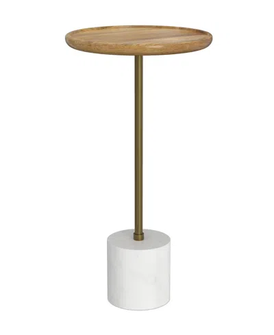 Simpli Home Turner 22.8" Wood Round Side Table In Brown