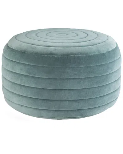Simpli Home Vivienne Boho Round Pouf In Blue