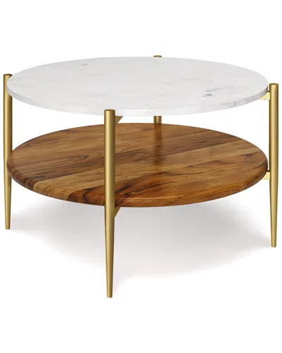 Simpli Home Wagner Solid Acacia Wood 30in Round Mid Century Modern Coffee  Table In Multi