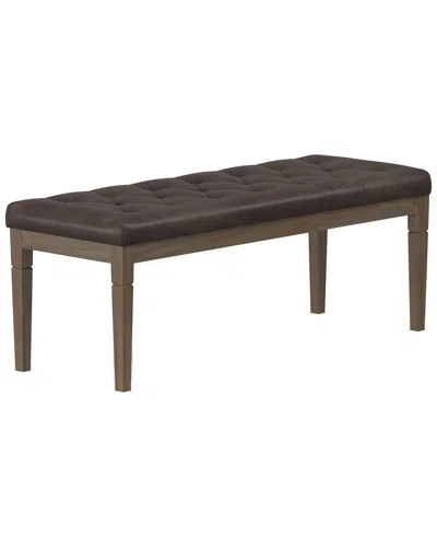 Simpli Home Waverly 48in Traditional Rectangle Tufted Ottoman Bench In Brown