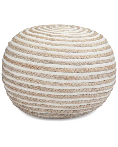 Simpli Home Yolanda Boho Round Pouf In Brown