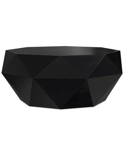 Simpli Home Zayn Solid Acacia Wood 35in Irregular Contemporary Coffee Table In Black