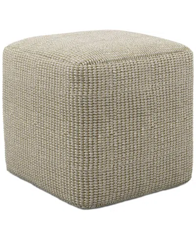 Simpli Home Zelma Boho Square Woven Outdoor/ Indoor Pouf In Gray