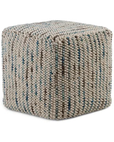 Simpli Home Zoey Boho Cube Woven Pouf In Multi