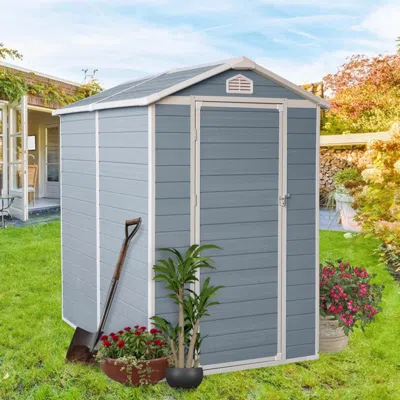 Simplie Fun 6x4ft Resin Outdoor Storage Shed Kit-perfect To Store Patio Furniture,grey In Gray