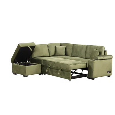 Simplie Fun 87.4" Sleeper Sofa Bed In Green