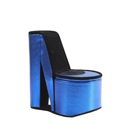 Simplie Fun 9" Tall Display Jewelry Box With Hidden Storage, High Heel Shoe In Blue