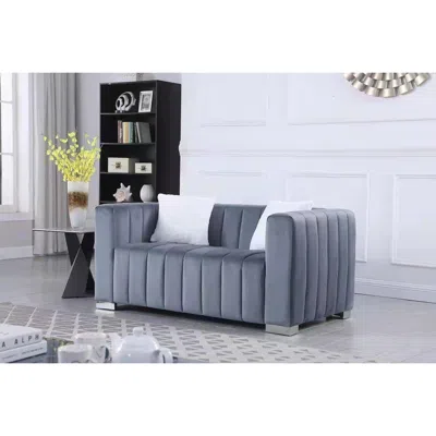 Simplie Fun A Modern Channel Sofa Take On A Traditional Chesterfield,grey Color,loveseater In Brown