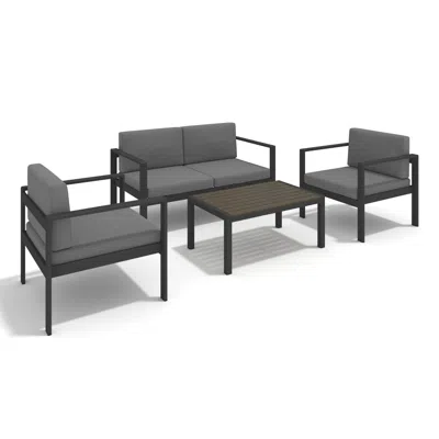Simplie Fun Aluminum Modern 4 Piece Sofa Seating Group For Patio Garden Outdoor In Gray