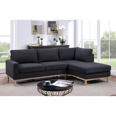 Simplie Fun Anisa Black Sherpa Sectional Sofa With Right Facing Chaise
