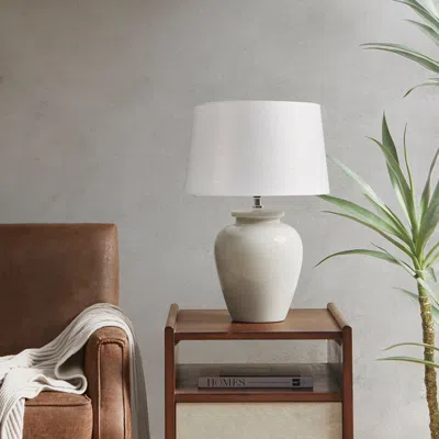Simplie Fun Anzio Ceramic Table Lamp In White