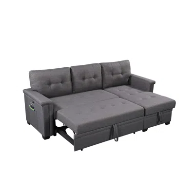 Simplie Fun Ashlyn Dark Gray Reversible Sleeper Sectional Sofa