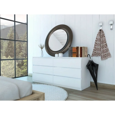 Simplie Fun Asteria 6 Drawer Double Dresser In White