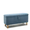 SIMPLIE FUN BASICS UPHOLSTERED STORAGE OTTOMAN AND ENTRYWAY BENCH BLUE