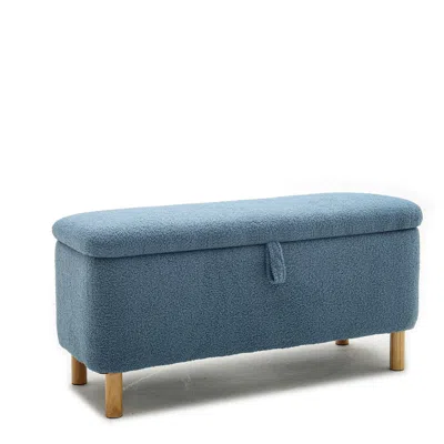 Simplie Fun Basics Upholstered Storage Ottoman And Entryway Bench Blue