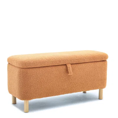 Simplie Fun Basics Upholstered Storage Ottoman And Entryway Bench Orange In Brown