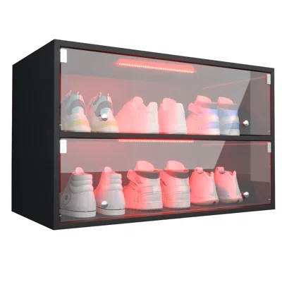 Simplie Fun Black Glass Door Shoe Box Shoe Storage Cabinet For Sneakers In Animal Print