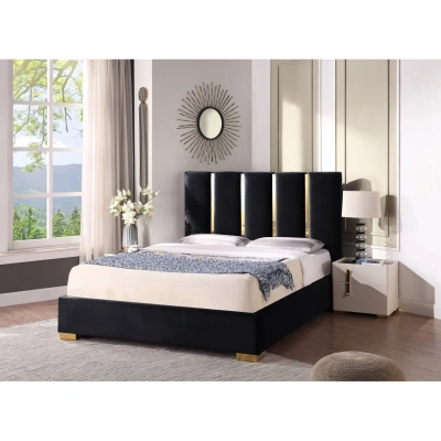 Simplie Fun Contemporary Velvet Upholstered Bed In Black