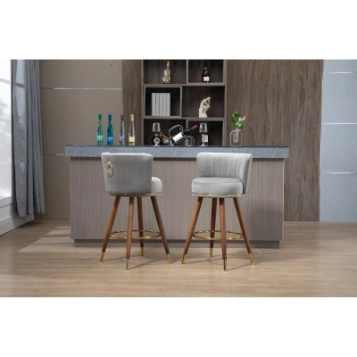 Simplie Fun Counter Height Bar Stools Set Of 2 For Kitchen Counter Solid Wood Legs In Yellow