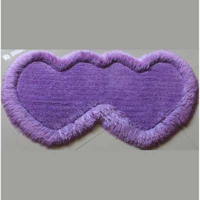 Simplie Fun Double Heart Shape Hand Tufted 4-inch Thick Shag Area Rug (28-in X 55-in) In Purple