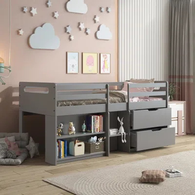Simplie Fun Fabiana Twin Loft Bed W/storage In Gray