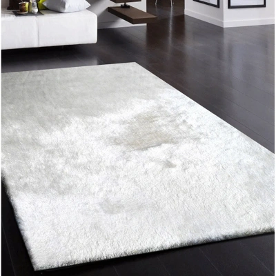 Simplie Fun Fancy Shaggy Hand Tufted Area Rug In White