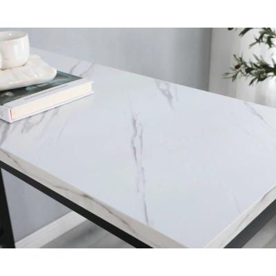 Simplie Fun Faux Marble Black Table Top Bar Table In White