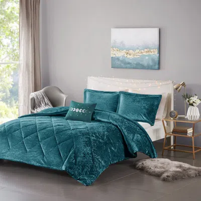 Simplie Fun Felicia Velvet Comforter Set In Blue