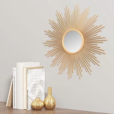 Simplie Fun Fiore Sunburst Wall Decor Mirror 29.5" D In Gold