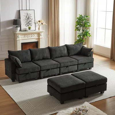 Simplie Fun Flexible Modular Sectional Sofa With Storage In Black
