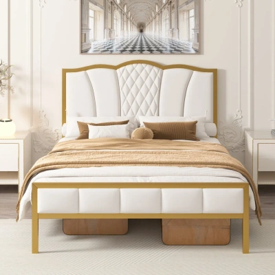 Simplie Fun Full Size Bed Frame In Gold