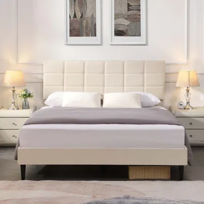Simplie Fun Full Size Platform Bed Frame In White