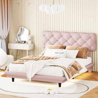 Simplie Fun Full Size Upholstered Bed In Pink